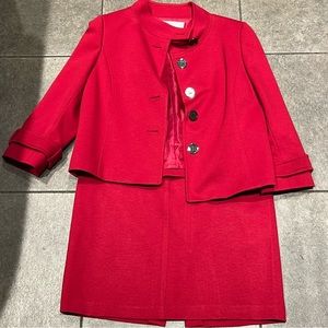 Tahari Red Blazer & Skirt Set